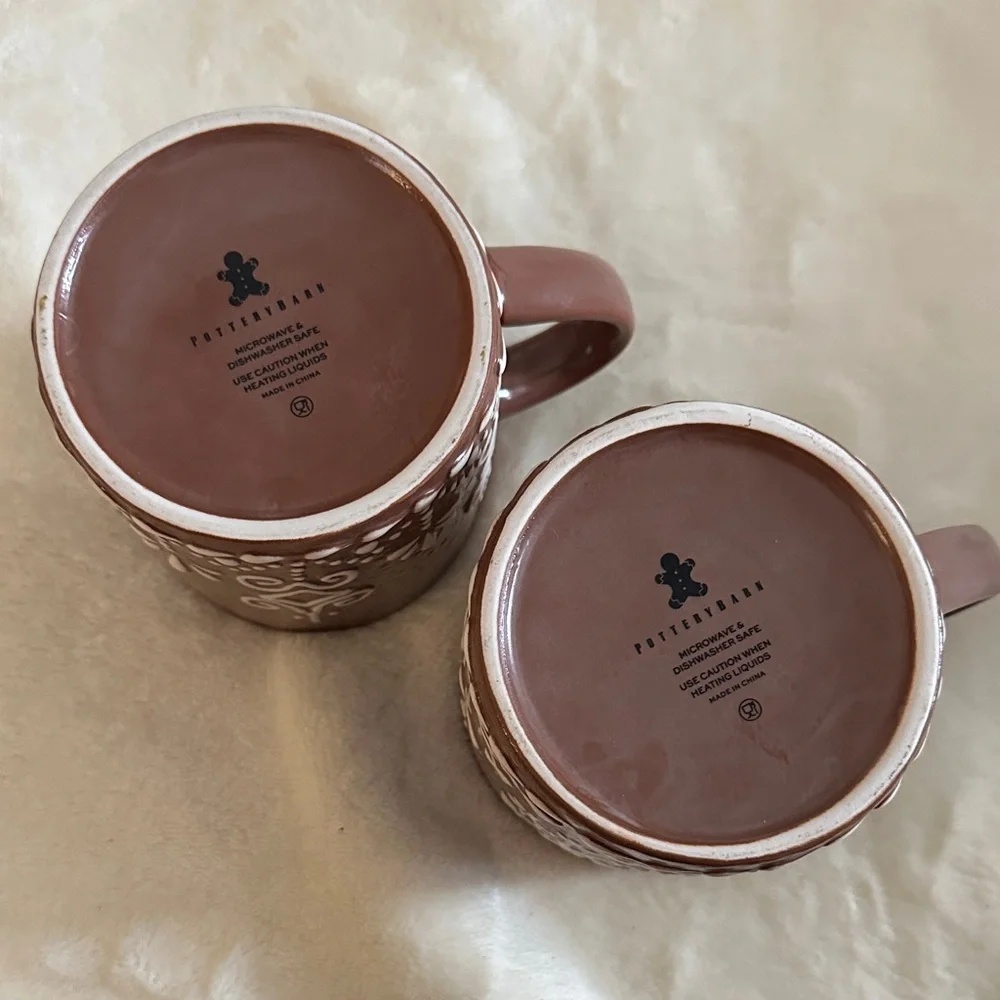 Pottery Barn Iced Gingerbread Mugs - set of 2